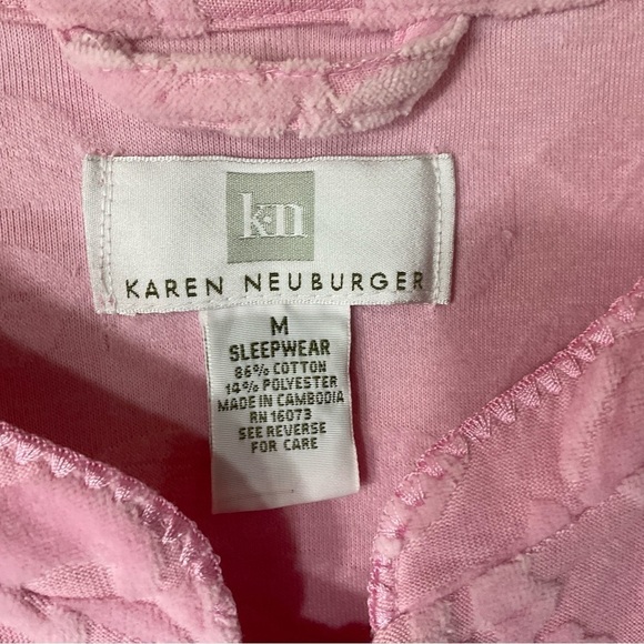 Karen Neuberger Loungewear House Dress Pink Roses Sleepwear Zipper Smock M - Picture 5 of 12